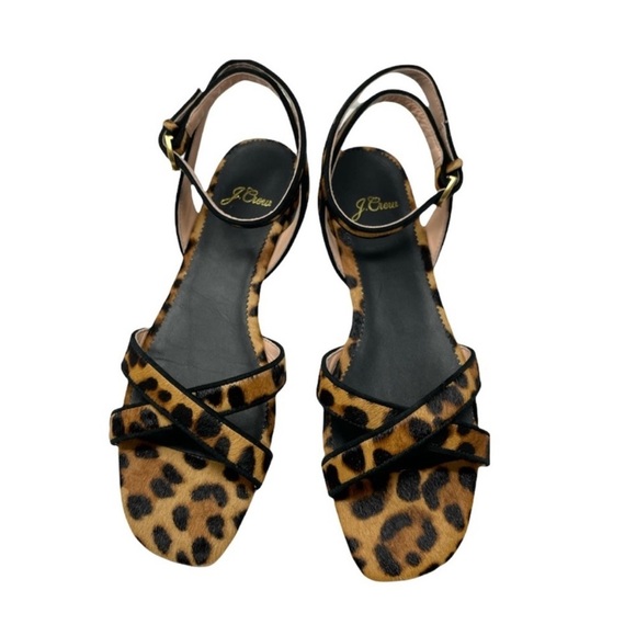 NWT J.Crew Abbie Cross-Strap Sandal in Leopard Calf Hair Leather Size 7.5 - Picture 6 of 9